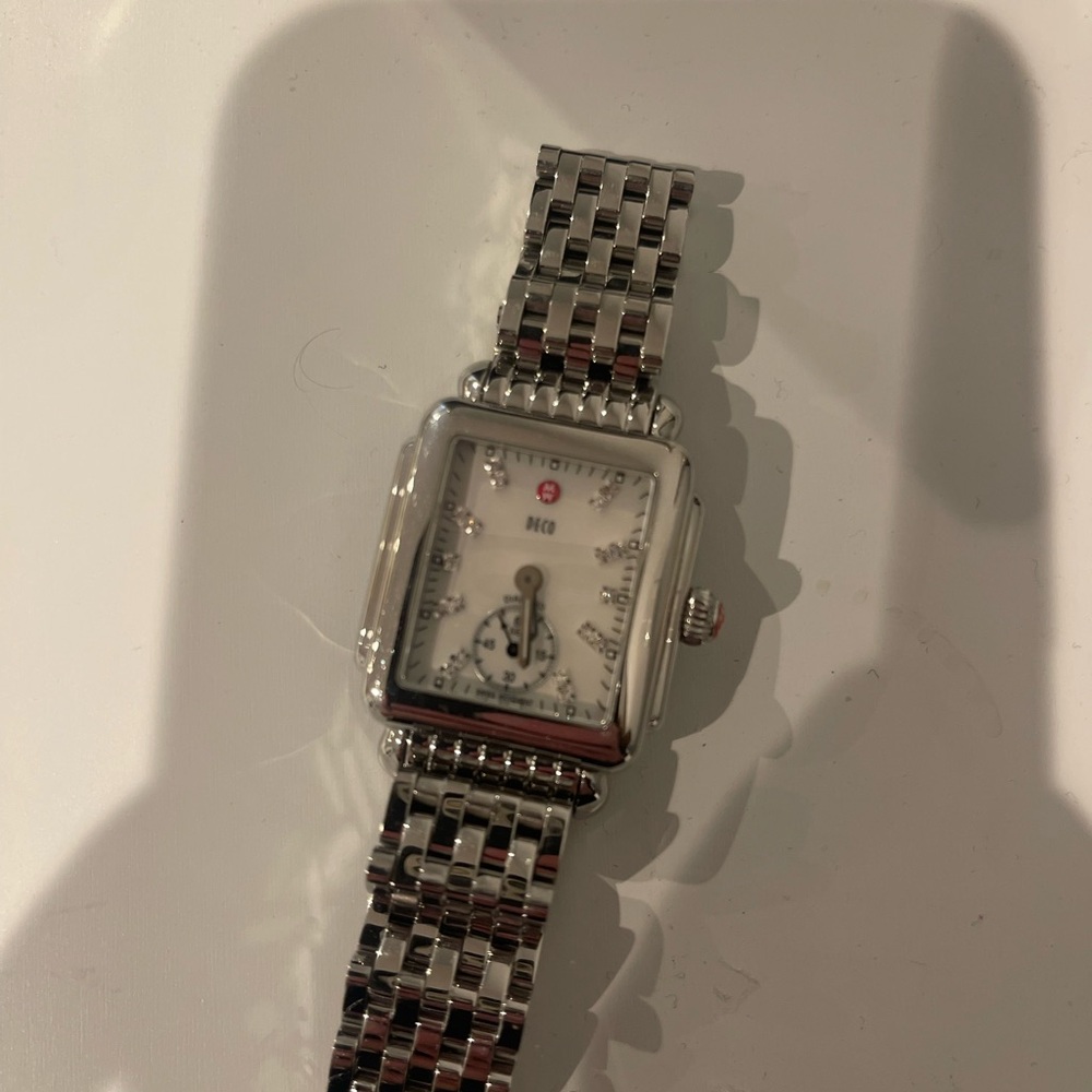 Silver and White Watch